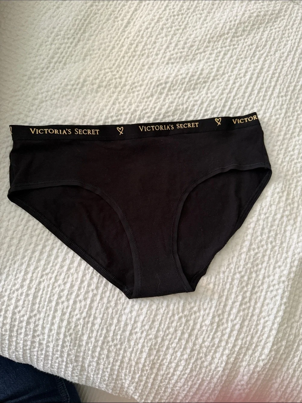 Victoria's Secret Black Bikini Briefs with Pale Pink LOVE